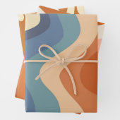 Retro Fire Flames Waves Rainbow Stripes 70er Hippi Geschenkpapier Set (Beispiel)