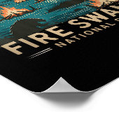Retro Fire Swamp Nationalpark Camping Wandern Poster (Ecke)