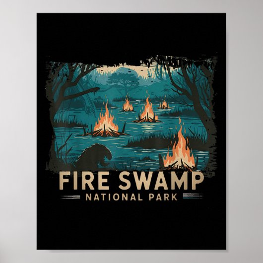 Retro Fire Swamp Nationalpark Camping Wandern Poster (Vorne)