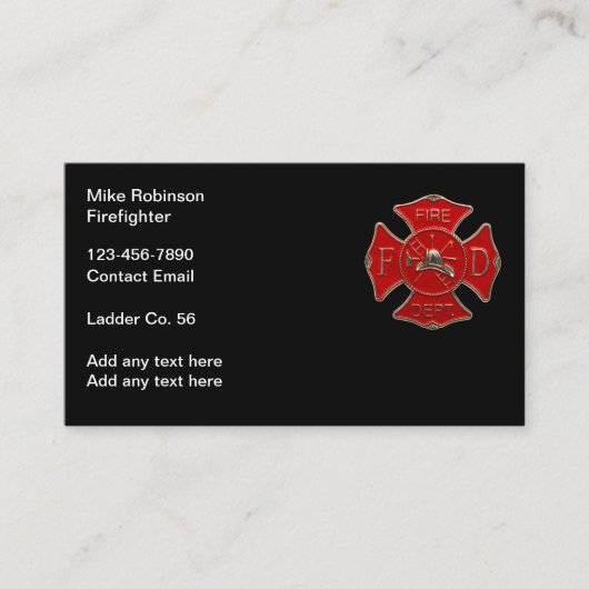 Retro Firefighter Ladenfirma Business Cards Visitenkarte (Vorderseite)