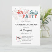 Retro Fireworks 4. Juli Party Einladung (Stehend Vorderseite)