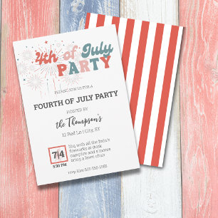 Retro Fireworks 4. Juli Party Einladung