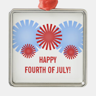 Retro Fireworks Premium Square Ornament Aus Metall