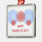 Retro Fireworks Premium Square Ornament Aus Metall (Links)