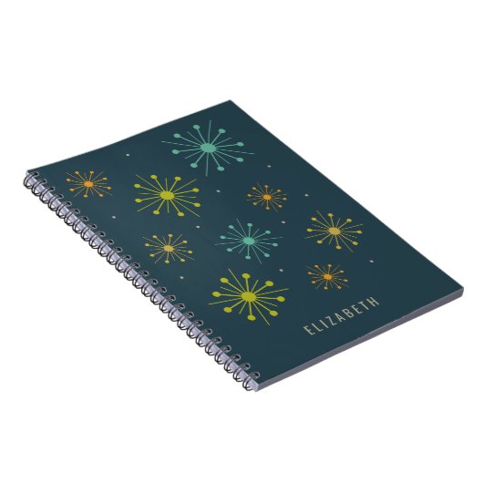 Retro Fireworks-Sternexplosionen über das dunkle b Notizblock (Rechte Seite)