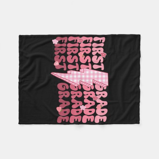 Retro First Grade Teacher Lightning Bolt First Day Fleecedecke (Vorderseite (Horizontal))