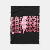 Retro First Grade Teacher Lightning Bolt First Day Fleecedecke (Vorderseite)