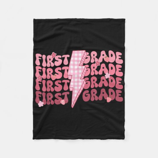 Retro First Grade Teacher Lightning Bolt First Day Fleecedecke (Vorderseite)