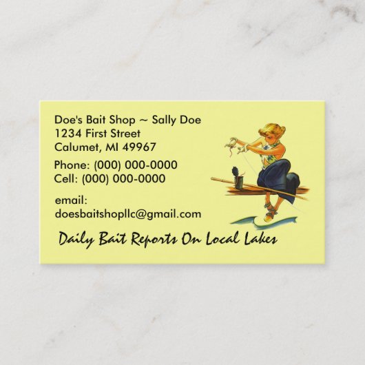 Retro Fisch-Fischerei-Köder-Geschäft der Visitenkarte (Vorderseite)