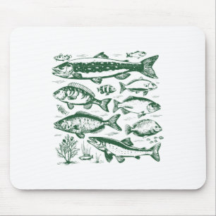 Retro Fischarten Biologie Arten von Süßwasserfisch Mousepad