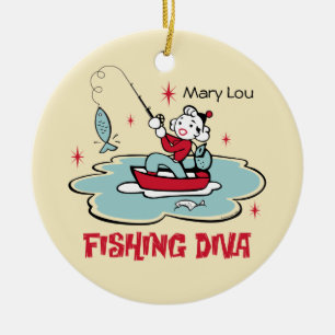 Retro Fischen-Diva-personalisierte Verzierung Keramikornament