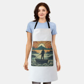 Retro-Fischerei Fisch Sunset Boote Schürze (Getragen)