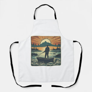 Retro-Fischerei Fisch Sunset Boote Schürze