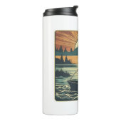 Retro-Fischerei Fisch Sunset Boote Thermosbecher (Nach links gedreht)