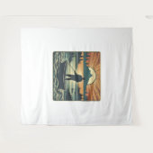 Retro-Fischerei Fisch Sunset Boote Wandteppich (Vorderseite (Horizontal))