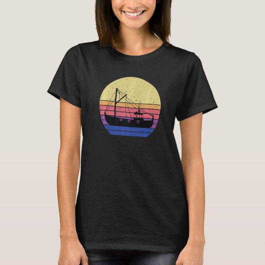 Retro-Fischereitrawler-Bekleidung Fischer Boot T-Shirt (Vorderseite)