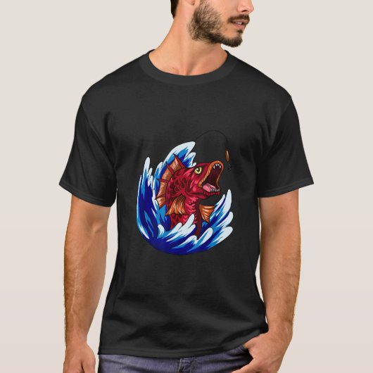 Retro-Fischfang Raubfische T-Shirt (Vorderseite)