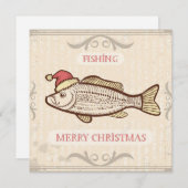 Retro-Fischfang Weihnachtsfisch in Weihnachtsmannm Feiertagskarte (Vorne/Hinten)