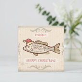 Retro-Fischfang Weihnachtsfisch in Weihnachtsmannm Feiertagskarte (Stehend Vorderseite)