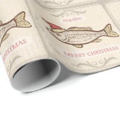 Retro-Fischfang Weihnachtsfisch in Weihnachtsmannm Geschenkpapier (Rolleneckpunkt)
