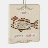 Retro-Fischfang Weihnachtsfisch in Weihnachtsmannm Keramikornament (Rechts)