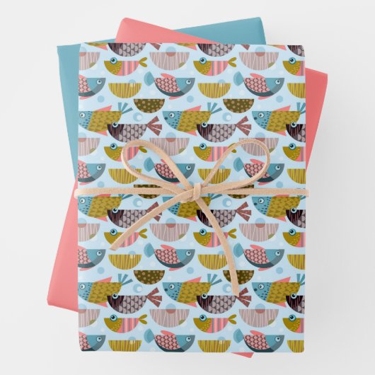 Retro Fish Geschenkpapier Set (Beispiel)