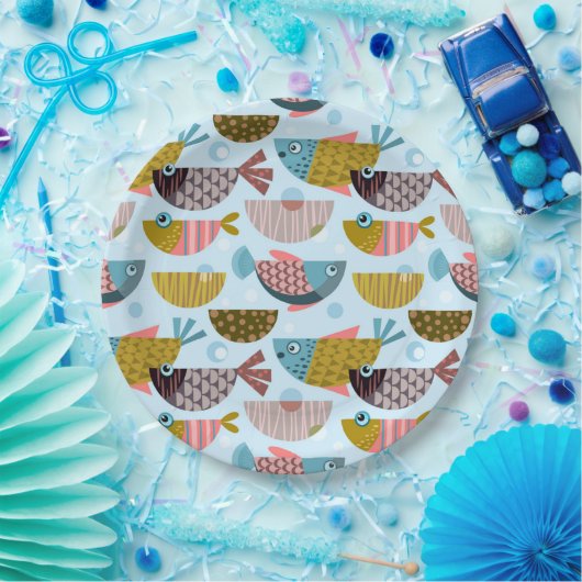 Retro Fish Pappteller (Party)