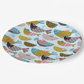 Retro Fish Pappteller (Schrägansicht)