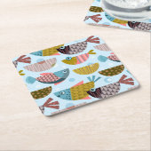 Retro Fish Rechteckiger Pappuntersetzer (angewinkelt)