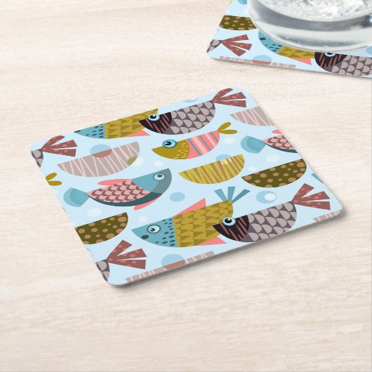 Retro Fish Rechteckiger Pappuntersetzer (angewinkelt)