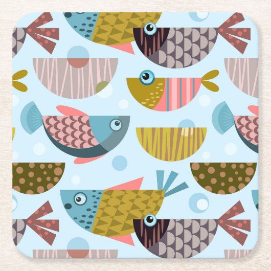 Retro Fish Rechteckiger Pappuntersetzer (Vorderseite)