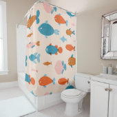Retro Fish: Risograph Style Pattern Duschvorhang (Beispiel)