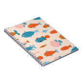 Retro Fish: Risograph Style Pattern Notizblock (Rechte Seite)