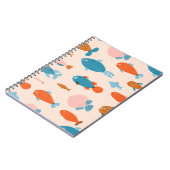 Retro Fish: Risograph Style Pattern Notizblock (Linke Seite)