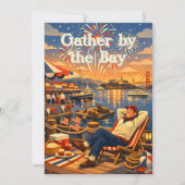 Retro Fisherman’s Wharf Fireworks Celebration Einladung (Vorderseite)