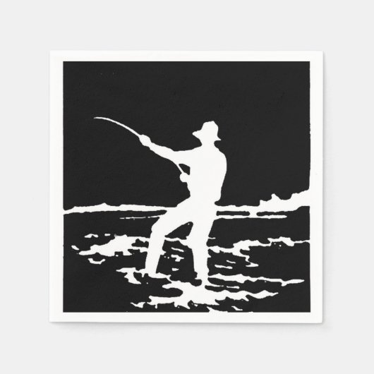 Retro Fisherman-Silhouette Serviette (Vorderseite)