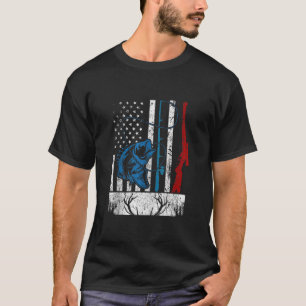 Retro Fishing and Jagd American Flag T-Shirt