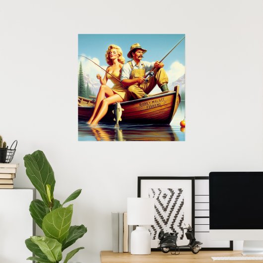 Retro FIshing Illustration Poster (Heimbüro)