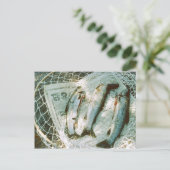 Retro Fishing Net und Foreut Postcard Postkarte (Stehend Vorderseite)