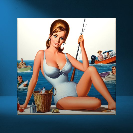 Retro Fishing Pin-up Fliese