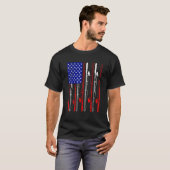 Retro Fishing Rod American Flag Patriotic Bass Fla T-Shirt (Vorne ganz)