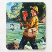 Retro Fishing Scene Illustration Geschenk Mousepad (Vorne)