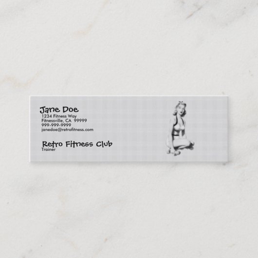 Retro Fitness B/W Mini Visitenkarte (Vorderseite)