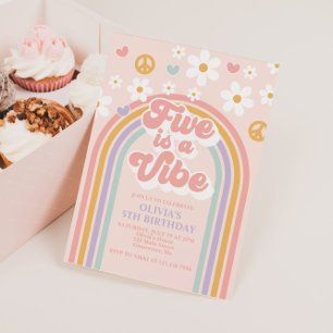 Retro Five ist ein Vibe Rainbow 5. Geburtstag Einladung