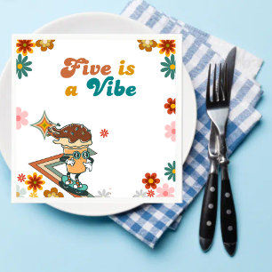 Retro Five ist eine Stimmung Groovy 5. Geburtstag Serviette