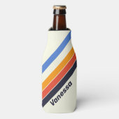Retro Five Striped with Name and Initial Flaschenkühler (Flaschenvorderseite)