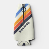 Retro Five Striped with Name and Initial Flaschenkühler (Rückseite)