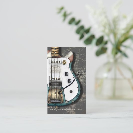Retro Flagge-E-Gitarre Visitenkarte (Stehend Vorderseite)