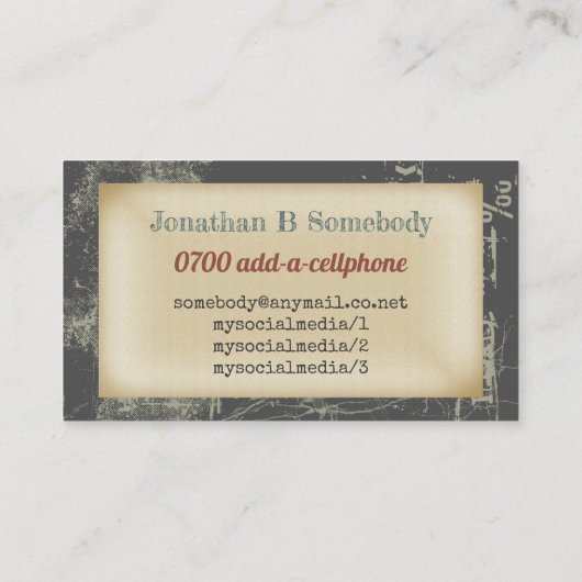 Retro Flagge-E-Gitarre Visitenkarte (Rückseite)