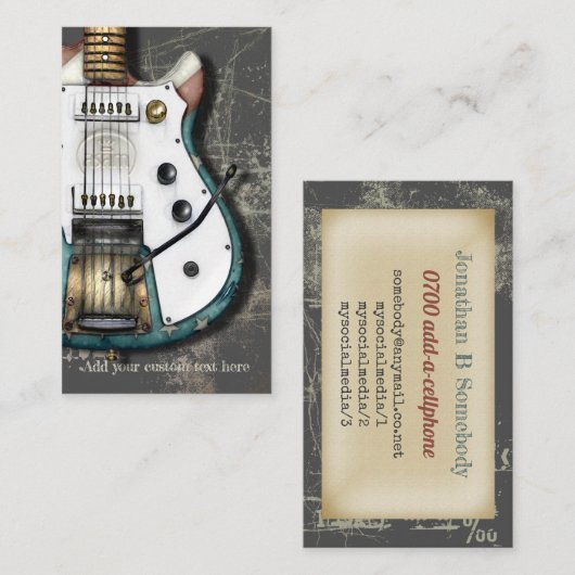 Retro Flagge-E-Gitarre Visitenkarte (Vorne/Hinten)
